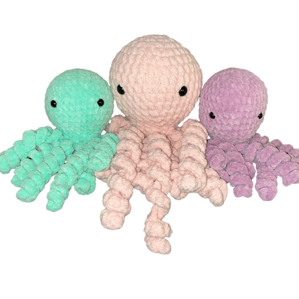 3 Handmade Crochet Octopus Plush